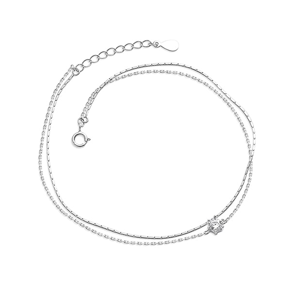 Delicate silver crystal anklet