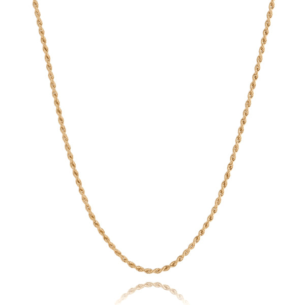 2mm gold rope chain necklace