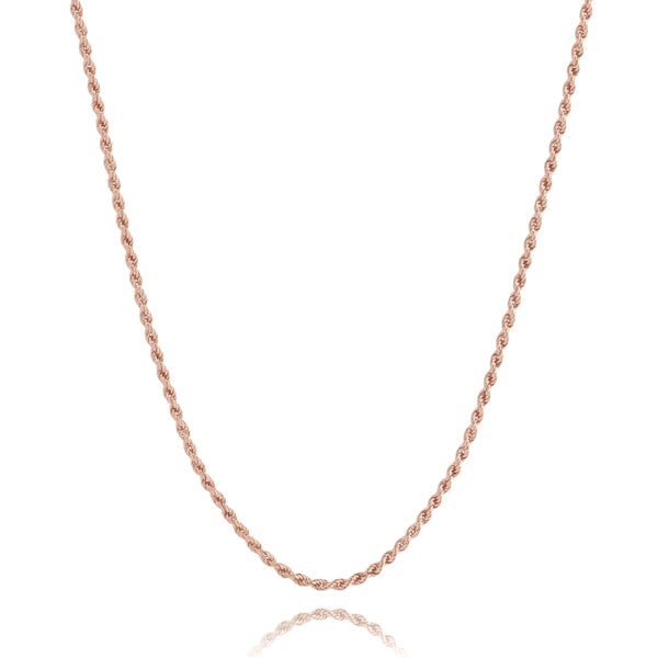 2mm rose gold rope chain necklace