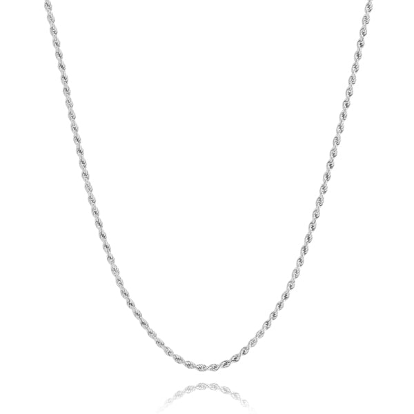 2mm silver rope chain necklace