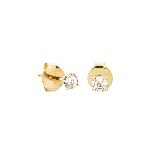 3mm gold cubic zirconia stud earrings