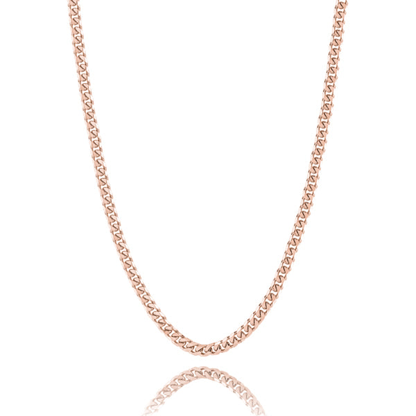3mm rose gold curb chain necklace