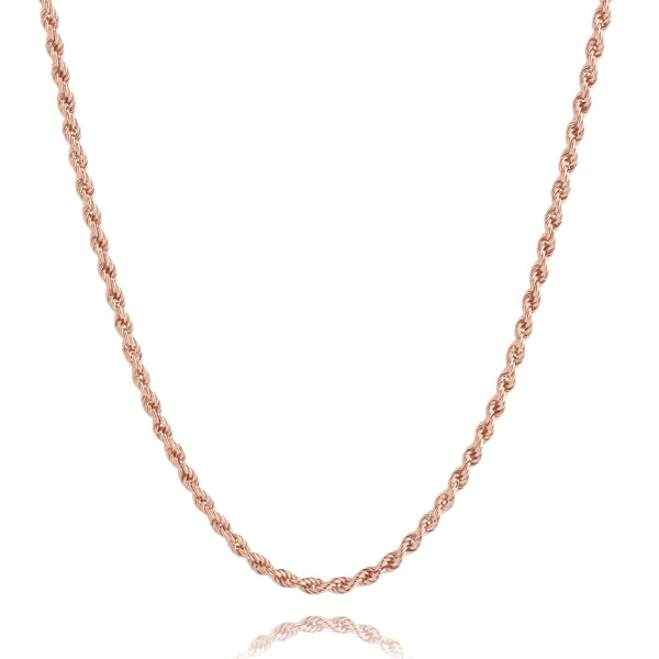 3mm rose gold rope chain necklace