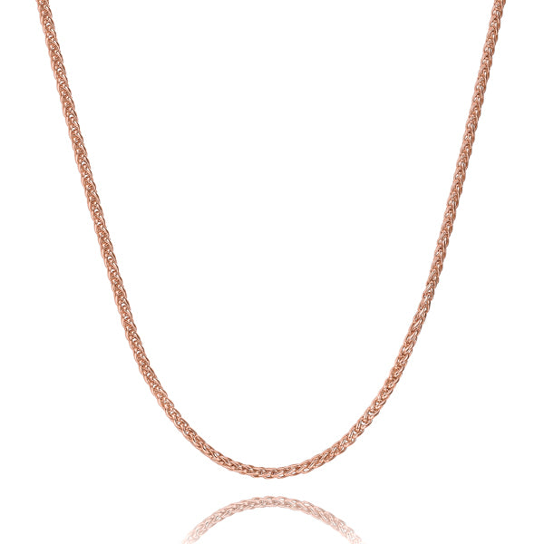 3mm rose gold wheat chain necklace