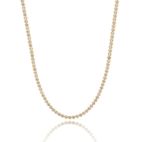 3mm gold round tennis choker necklace