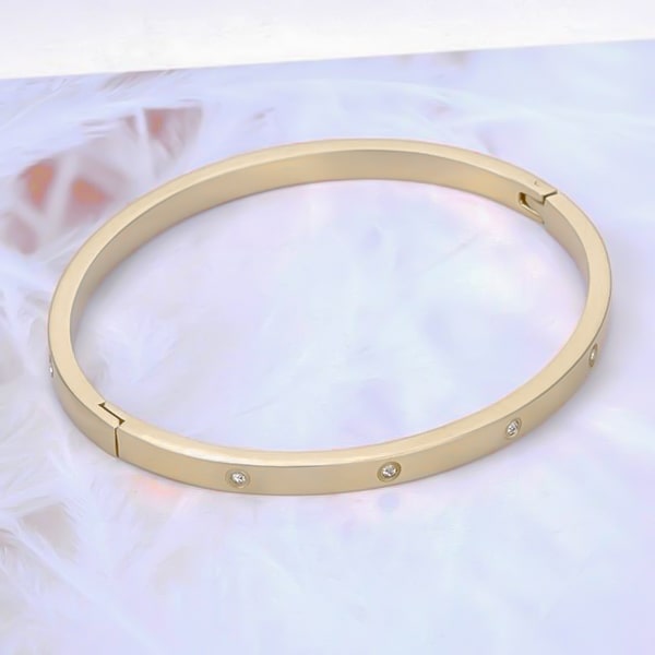 Gold crystal oval bangle bracelet
