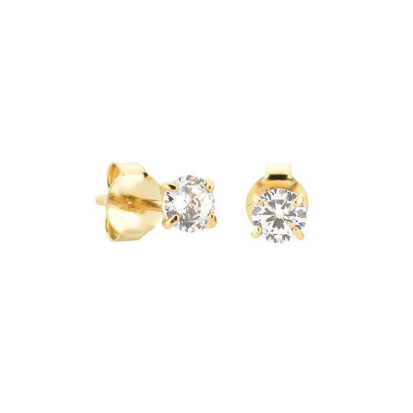 4mm gold cubic zirconia stud earrings