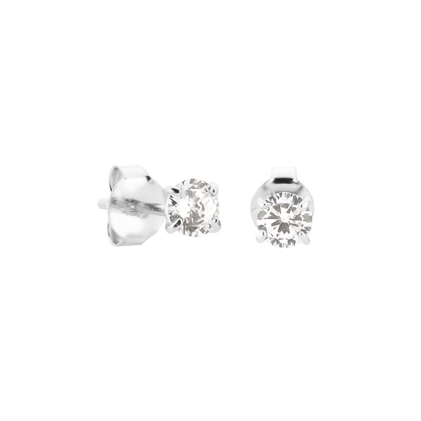 4mm silver cubic zirconia stud earrings