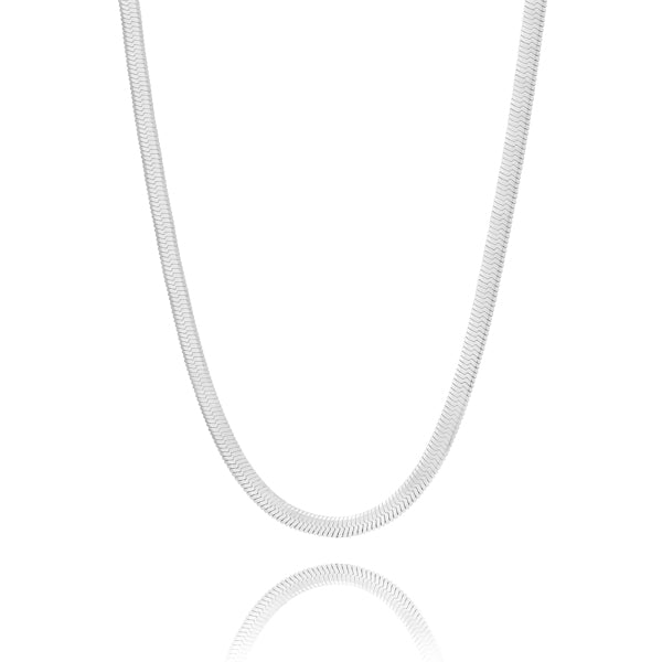 4mm silver herringbone chain necklace