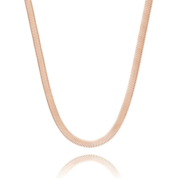 5mm rose gold herringbone chain necklace