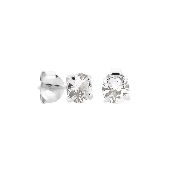 5mm silver cubic zirconia stud earrings