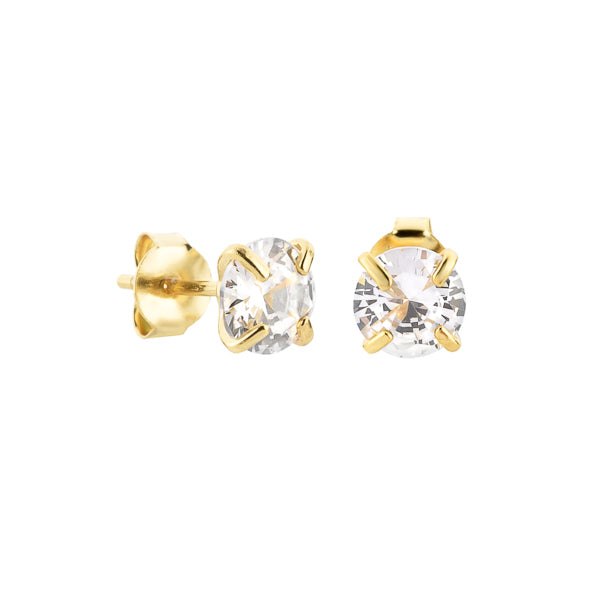 6mm gold cubic zirconia stud earrings