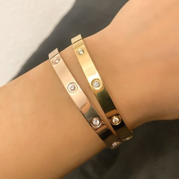 6mm rose gold crystal oval bangle bracelet