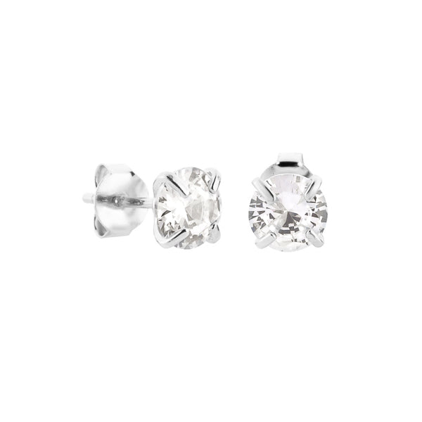 6mm silver cubic zirconia stud earrings