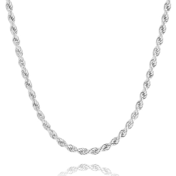 6mm silver rope chain necklace