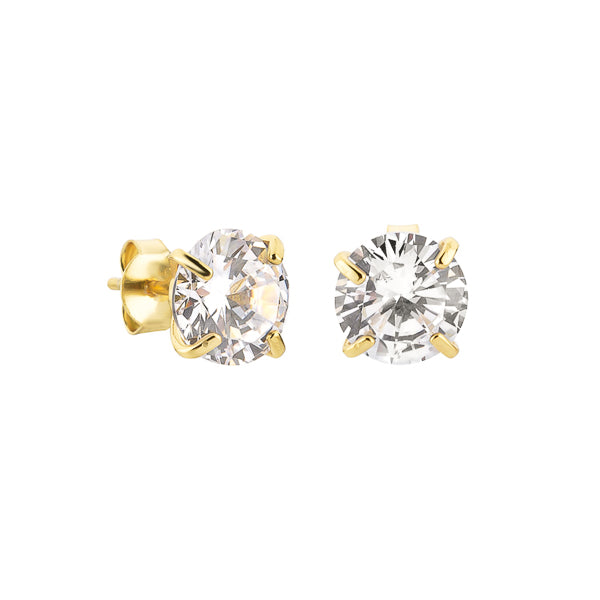 7mm gold cubic zirconia stud earrings