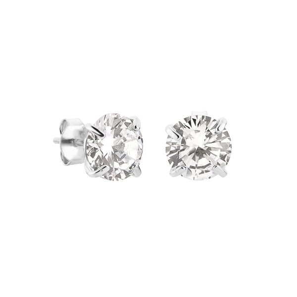 7mm silver cubic zirconia stud earrings