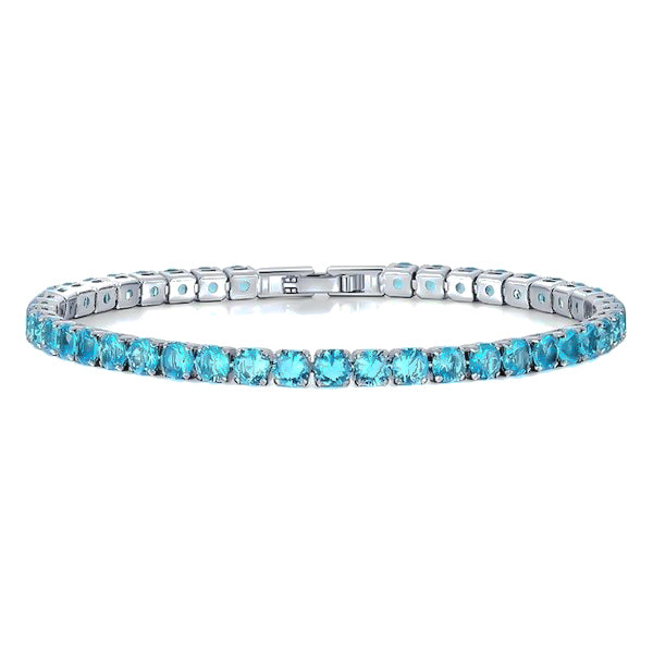 Aquamarine blue cubic zirconia tennis bracelet