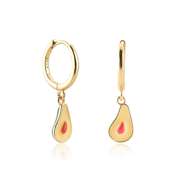 Avocado mini hoop drop earrings