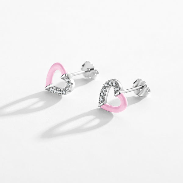Baby pink heart stud earrings