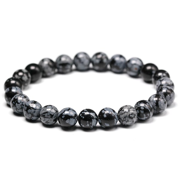 Beaded Snowflake Obsidian bracelet