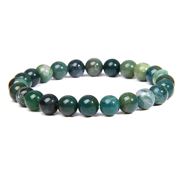 Beaded dark moss agate bracelet