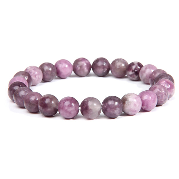 Beaded lepidolite crystal bracelet