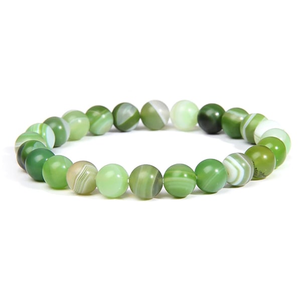 Beaded striped green agate bracelet