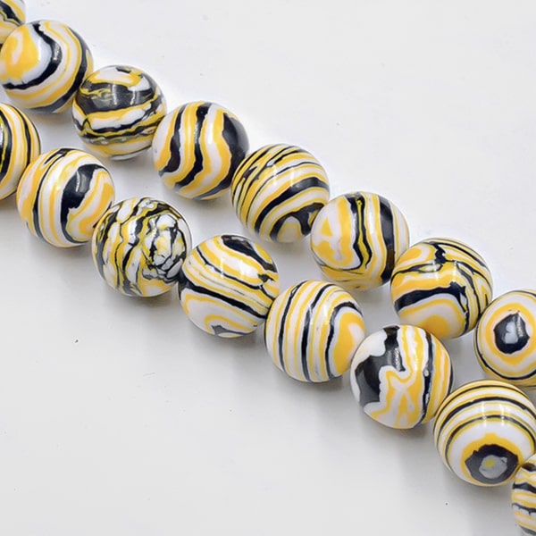 Beaded yellow malachite bracelet bead details