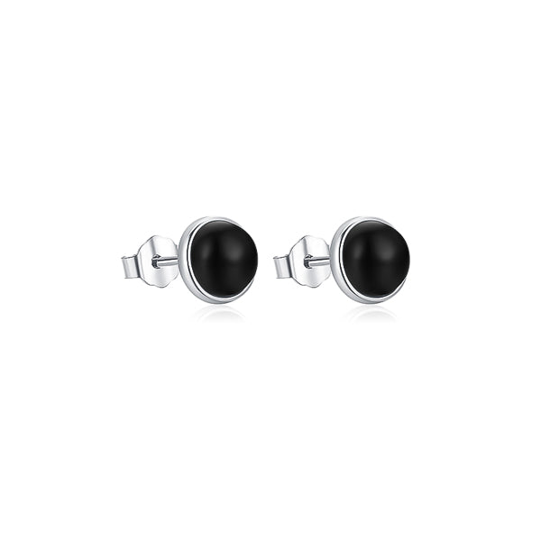 Black agate stud earrings