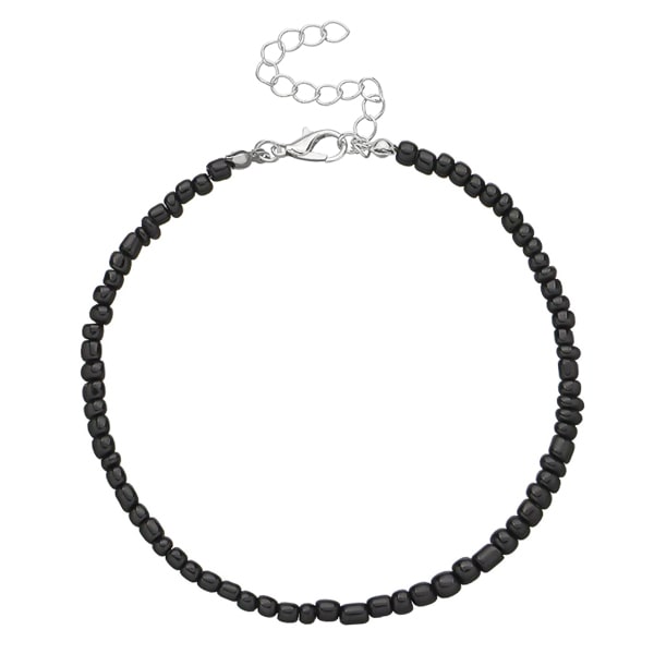 Black handmade beaded anklet