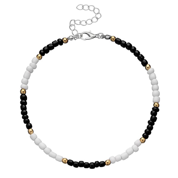 Black and white handmade beaded anklet