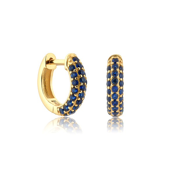 Blue cubic zirconia pavé mini hoop earrings