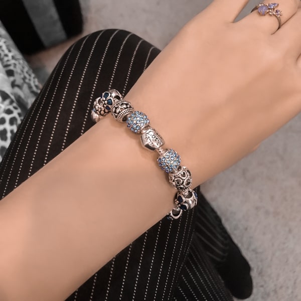 Blue love charm bracelet