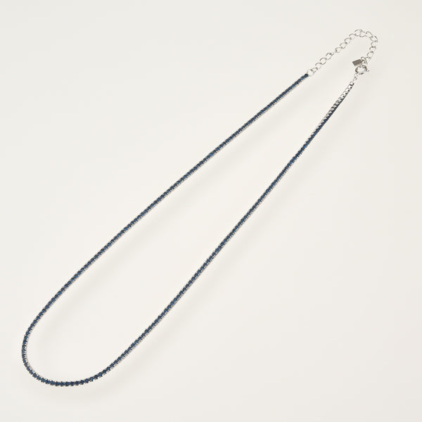 Blue silver tennis chain choker necklace