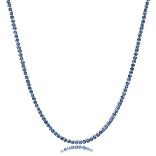 Silver blue tennis choker necklace