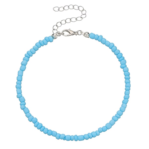 Blue handmade beaded anklet