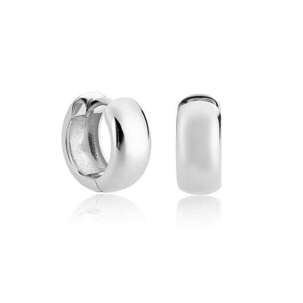 Chunky silver huggie hoop earrings