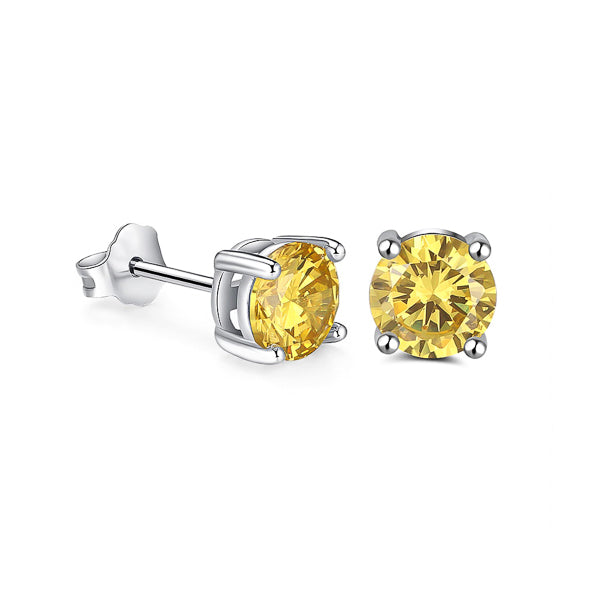 Citrine yellow cubic zirconia stud earrings