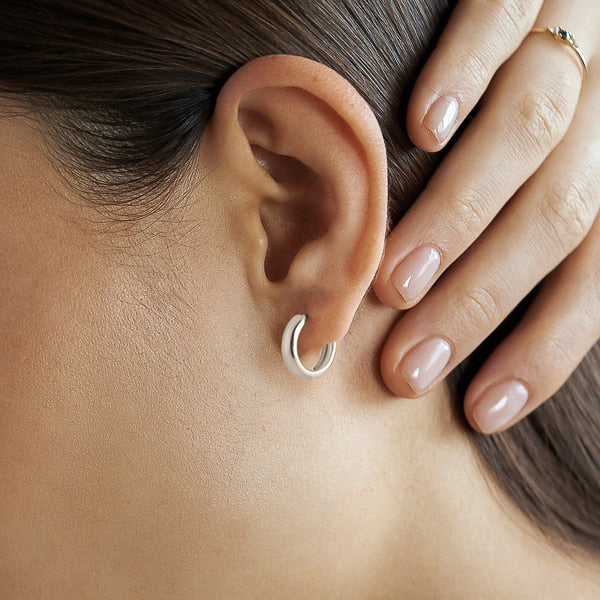 Classic silver huggie hoop earrings