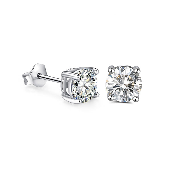 Clear white cubic zirconia stud earrings