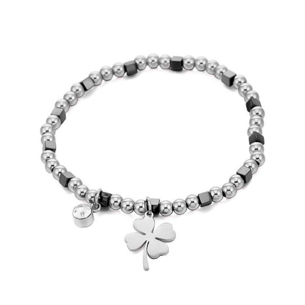 Clover bracelet made with stainless steel beads
