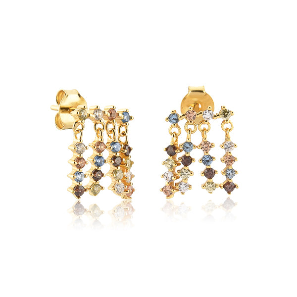 Colorful cubic zirconia drop dangle stud earrings