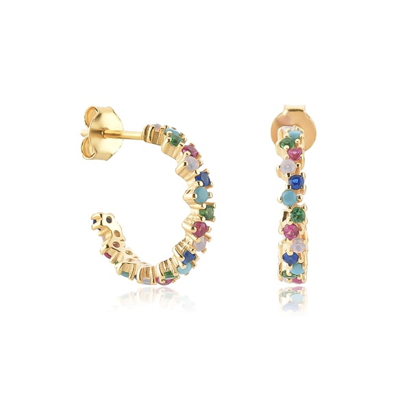 Colorful crystal hoop earrings