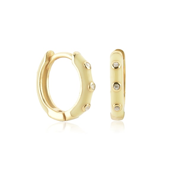 Cream enamel mini hoop earrings