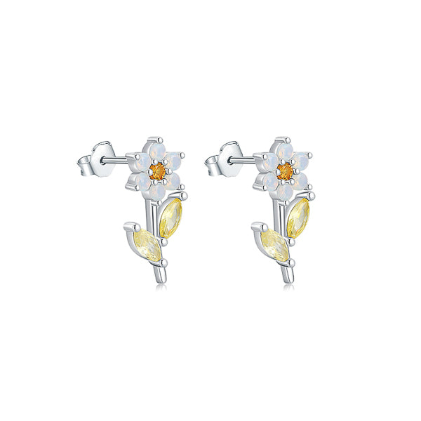 Crystal flower stud earrings