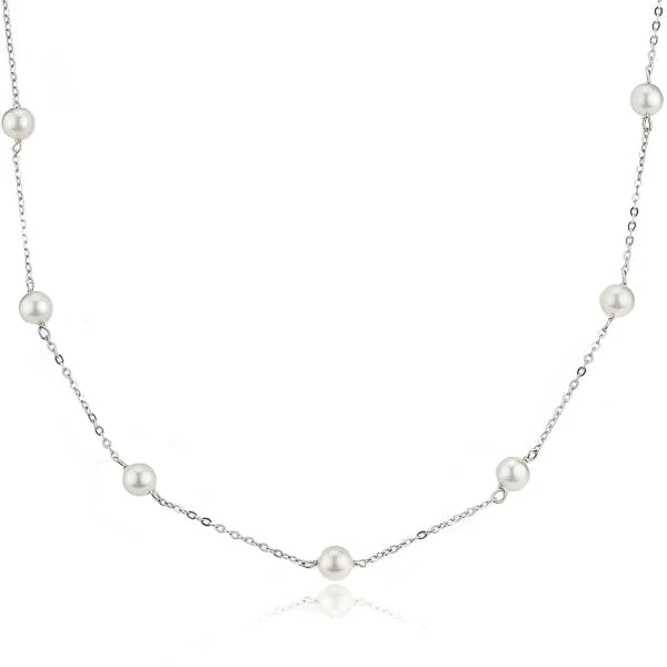 Dainty 4mm silver freshwater pearl necklace