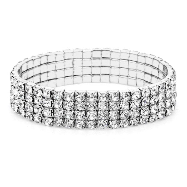Elastic 4-Row Crystal Tennis Anklet