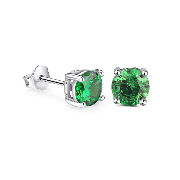 Emerald green cubic zirconia stud earrings