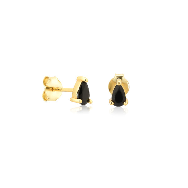 Gold black teardrop mini stud earrings